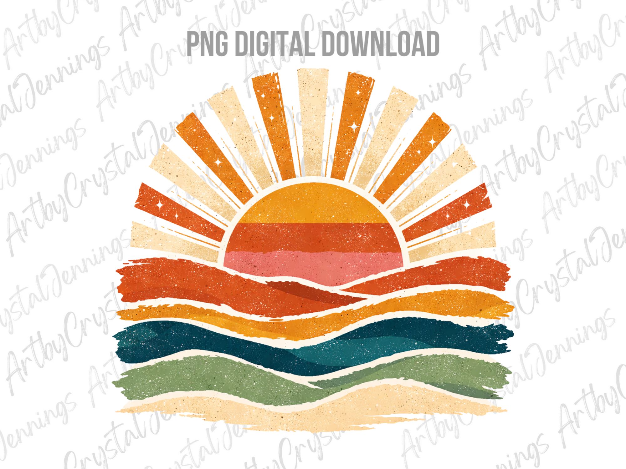Vintage Sea Retro Ocean Sun Summer PNG