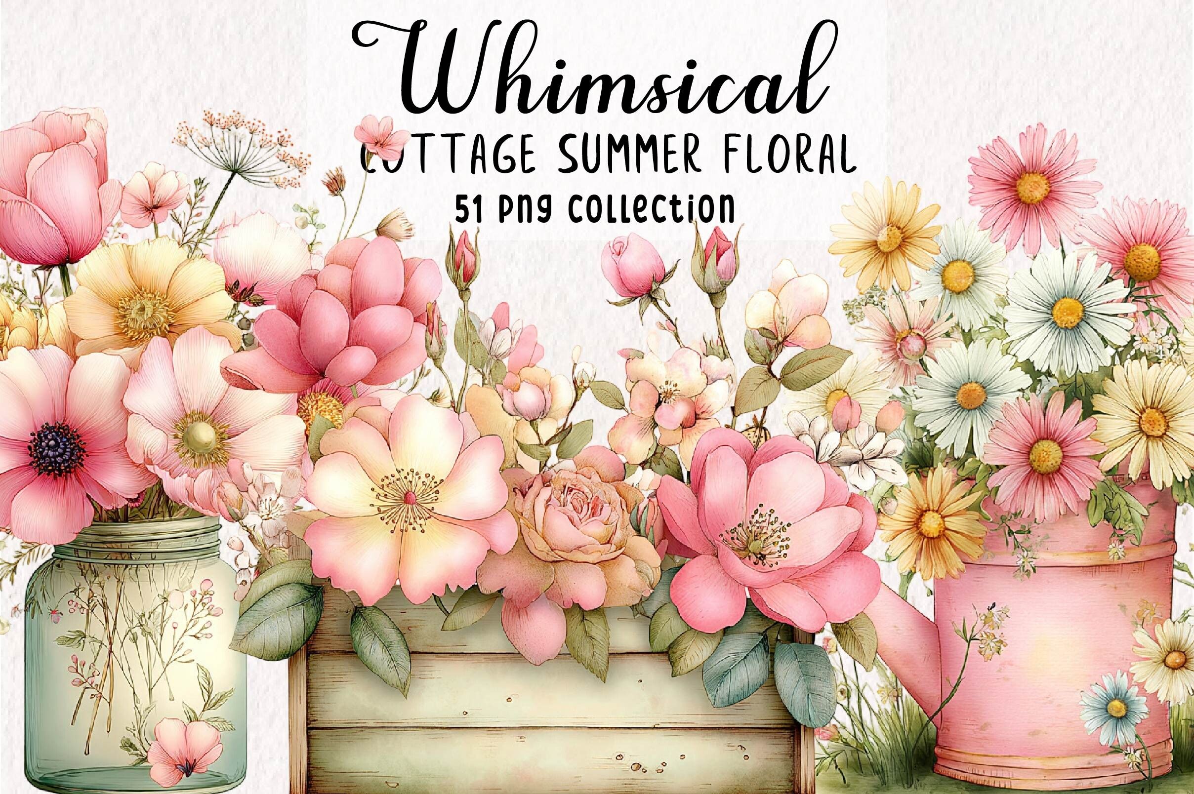 Whimsical Cottage Summer Floral Clipart